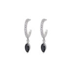 Small Diamond Hoops with Black Diamond Marquise
