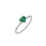 Diamond Thread Band with Heart Emerald