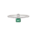 Kiss Ring with Diamond and Emerald