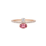 Kiss Ring with Rose Tourmaline and Diamond