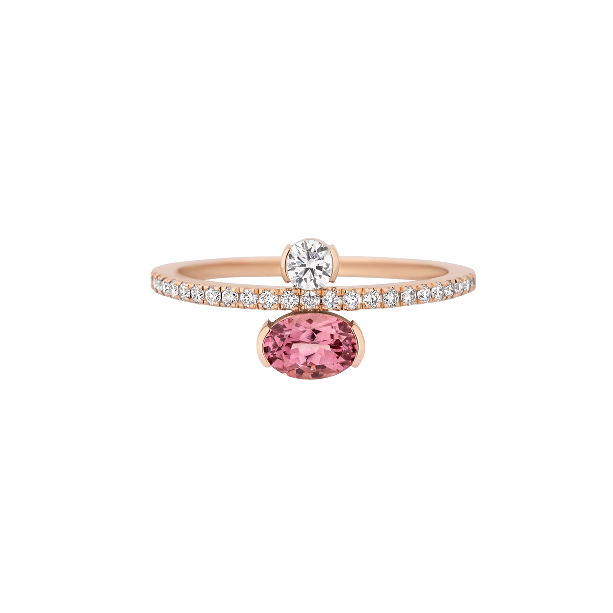 Kiss Ring with Rose Tourmaline and Diamond by Kiss Ring with Rose Tourmaline and Diamond - Image 1